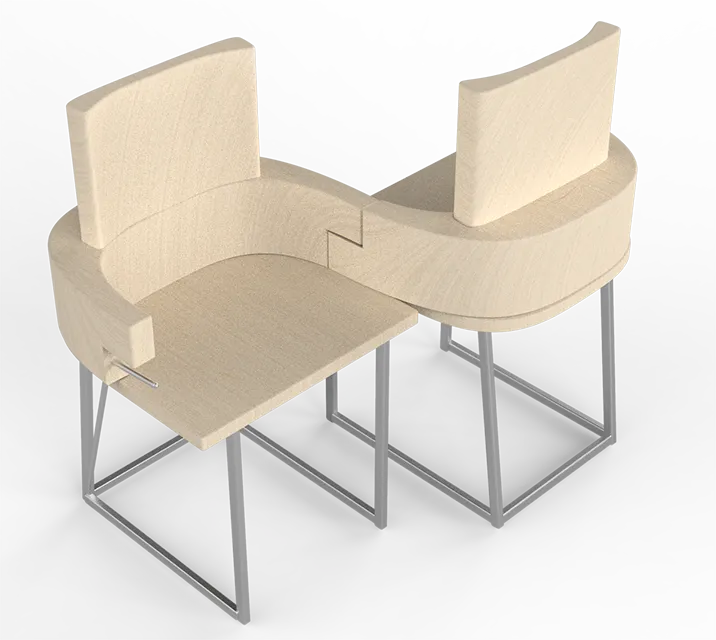 Vista dettaglio 1 di Verde³ - Render della sedia Infinito.